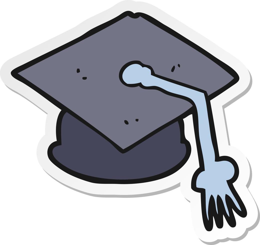 sticker of a cartoon graduation cap vector