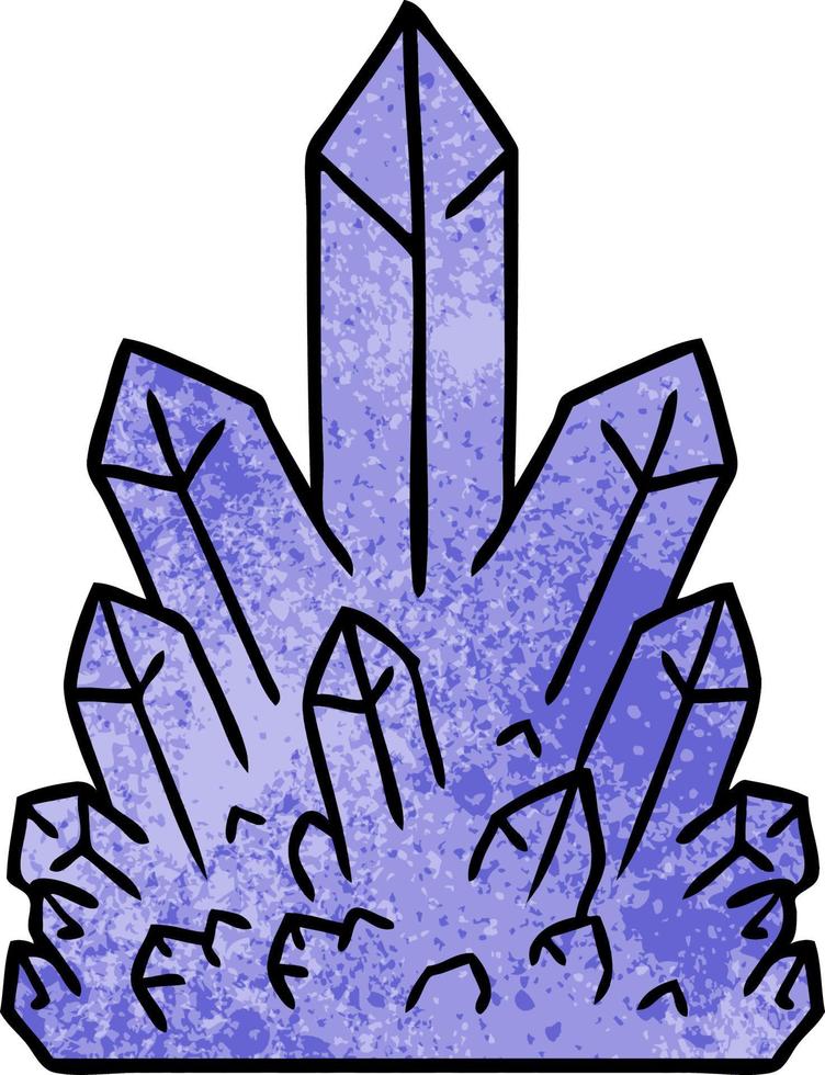 textured cartoon doodle of crystal gems vector