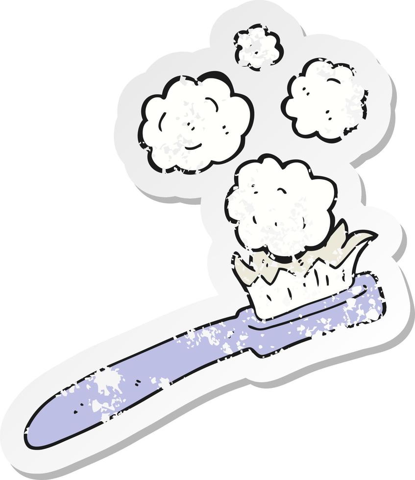 retro distressed sticker of a cartoon toothbrush vector