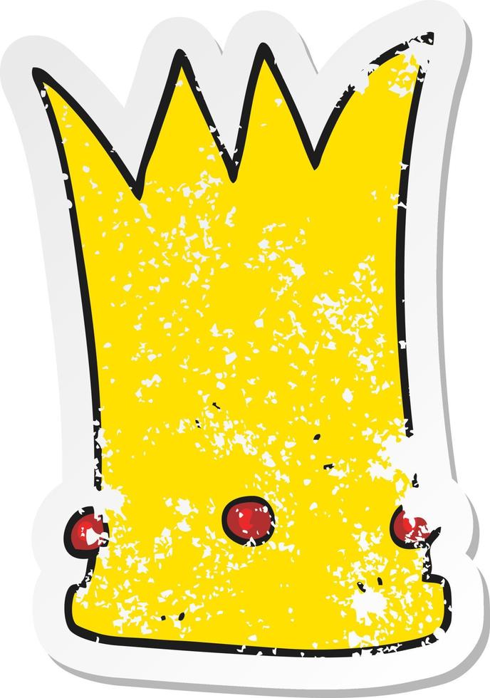 retro distressed sticker of a cartoon tall crown vector