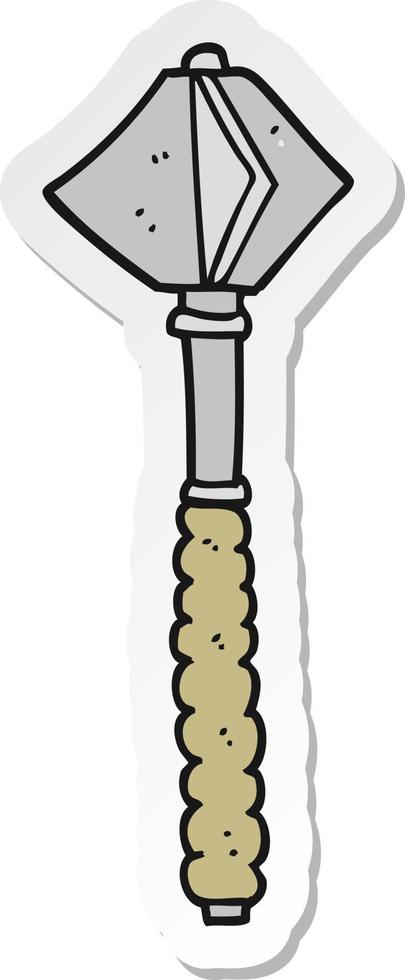 sticker of a cartoon medieval mace vector