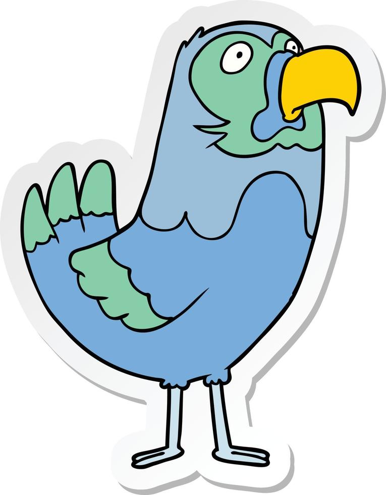 sticker of a cartoon parrot vector