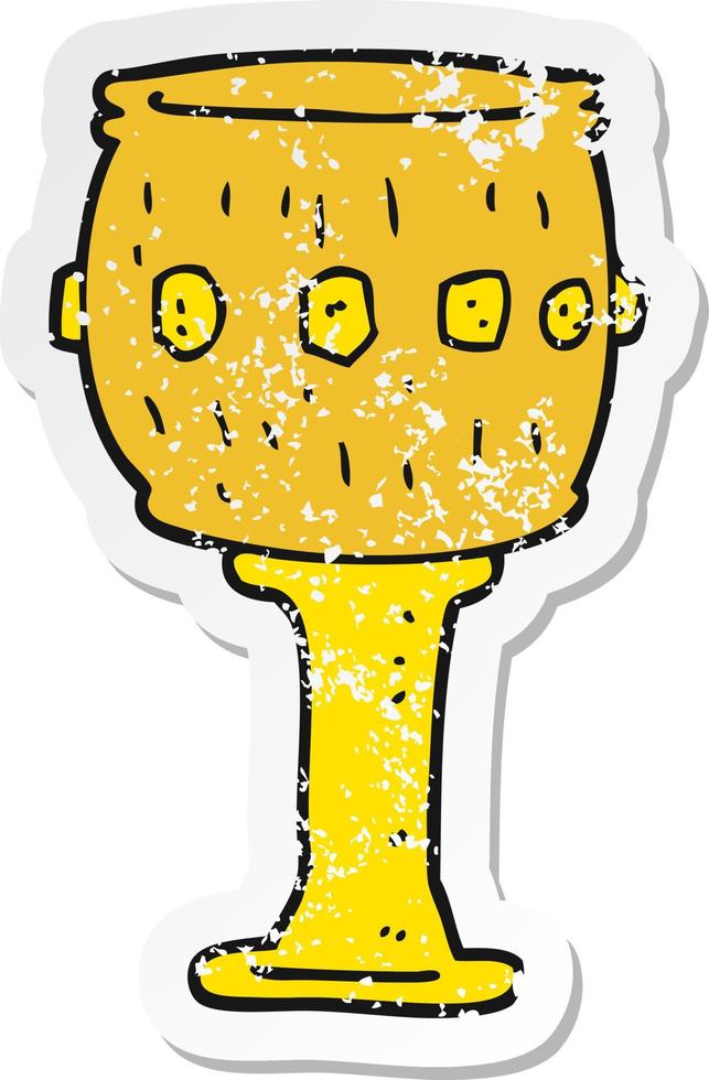 retro distressed sticker of a cartoon goblet vector