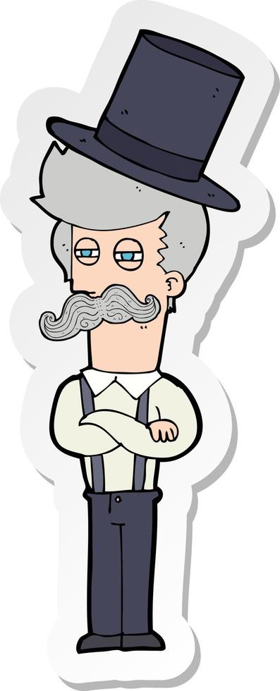 sticker of a cartoon man wearing top hat vector