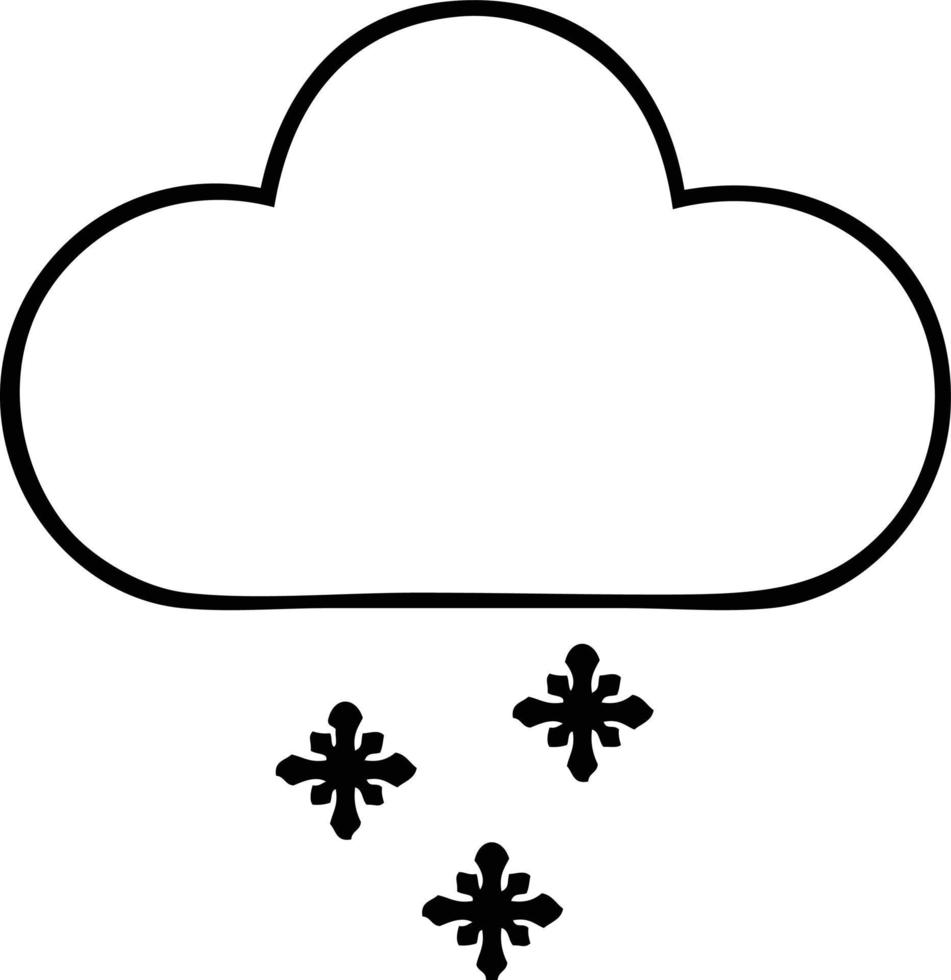 line drawing cartoon snow cloud vector
