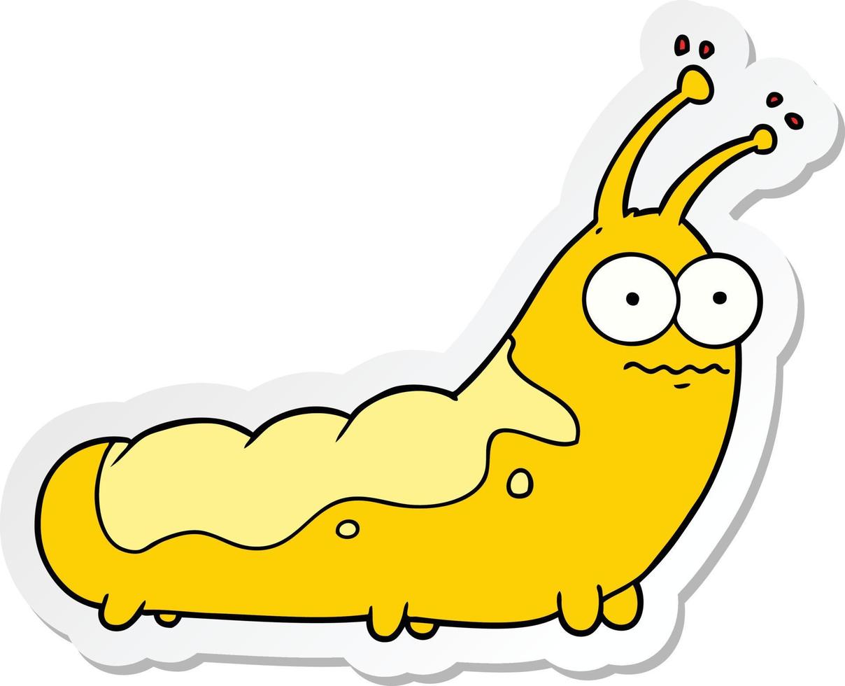 sticker of a funny cartoon caterpillar vector