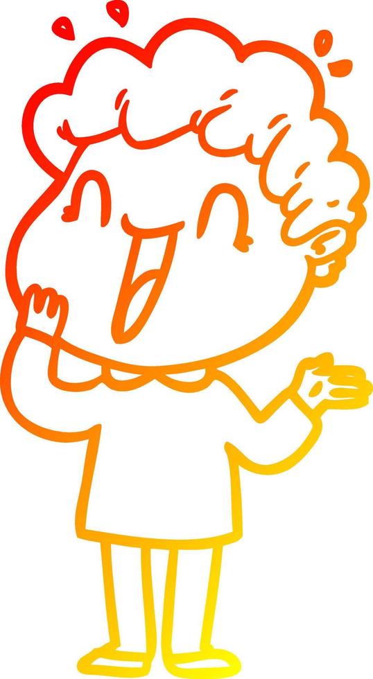 warm gradient line drawing cartoon happy man vector