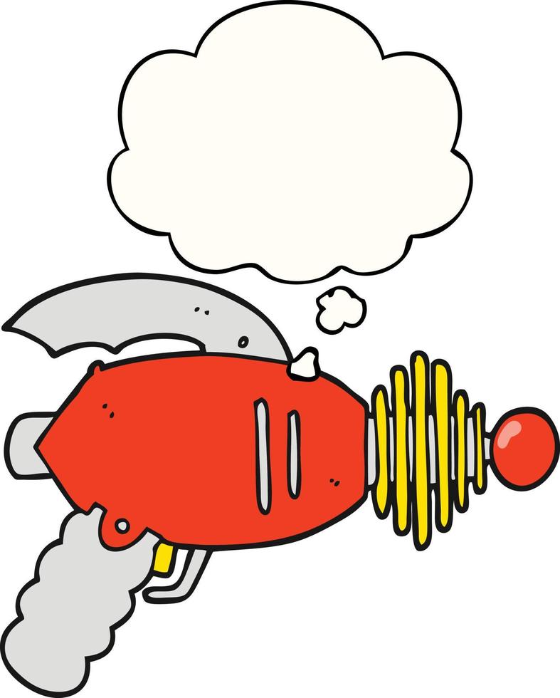 cartoon ray gun and thought bubble vector
