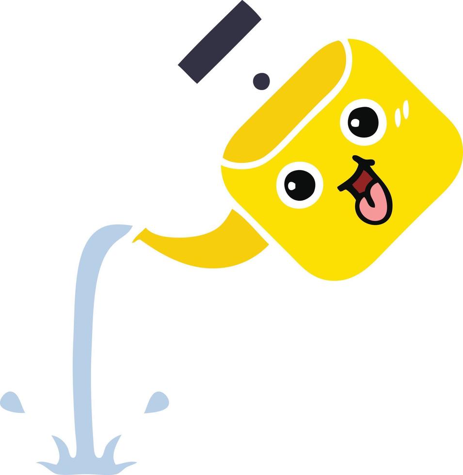 flat color retro cartoon pouring kettle vector