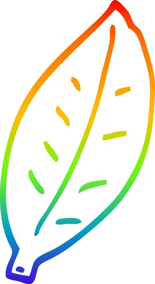rainbow gradient line drawing cartoon leaf vector