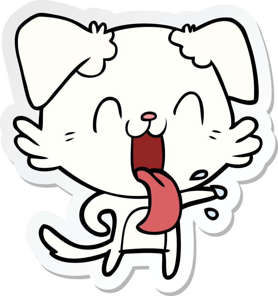 sticker of a cartoon panting dog vector