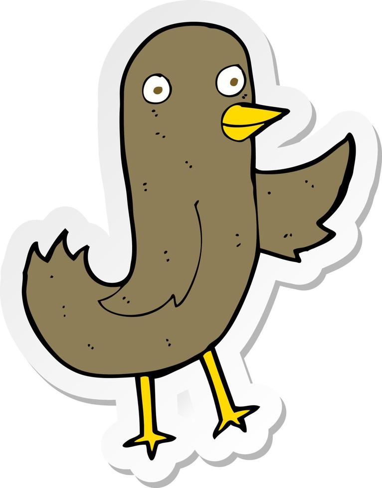 sticker of a funny cartoon bird vector