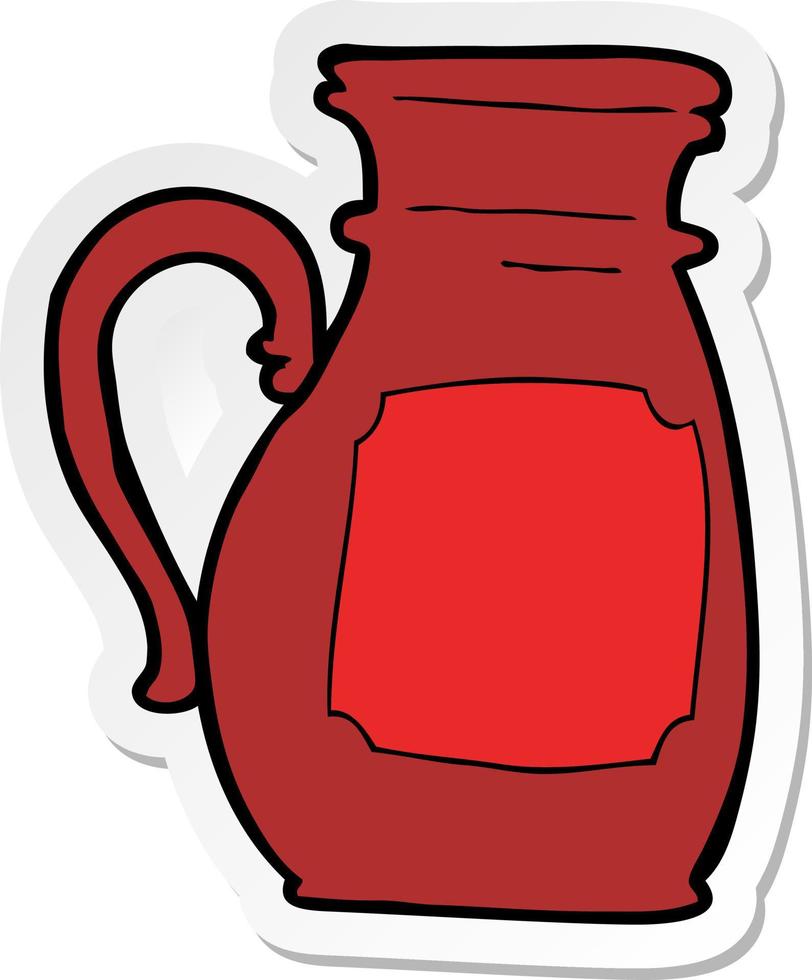 sticker of a cartoon jug vector