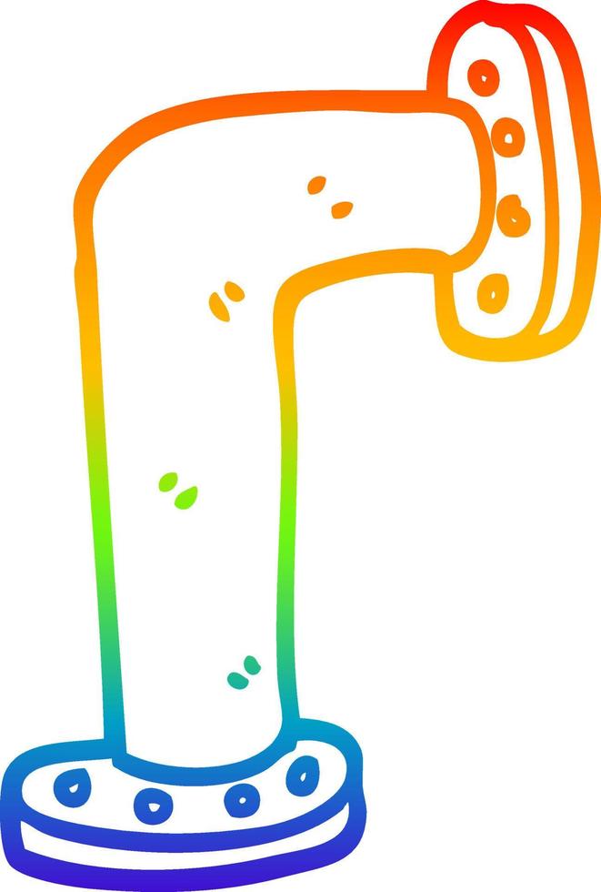 rainbow gradient line drawing cartoon water pipe vector