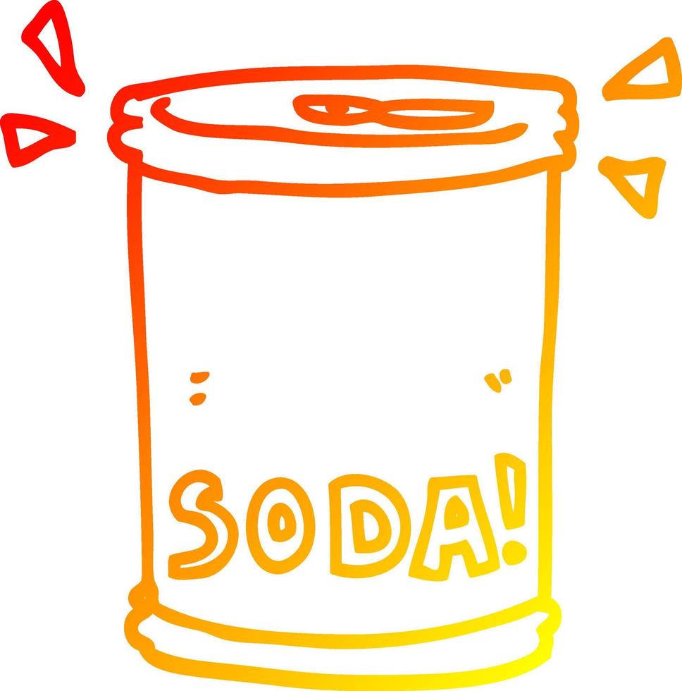 warm gradient line drawing cartoon soda can vector