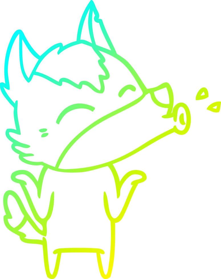 cold gradient line drawing howling wolf cartoon vector