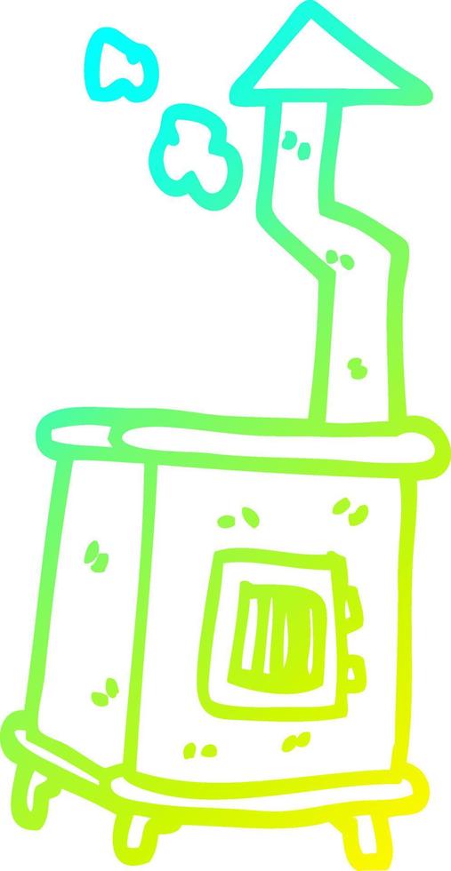 cold gradient line drawing cartoon old wood burner vector