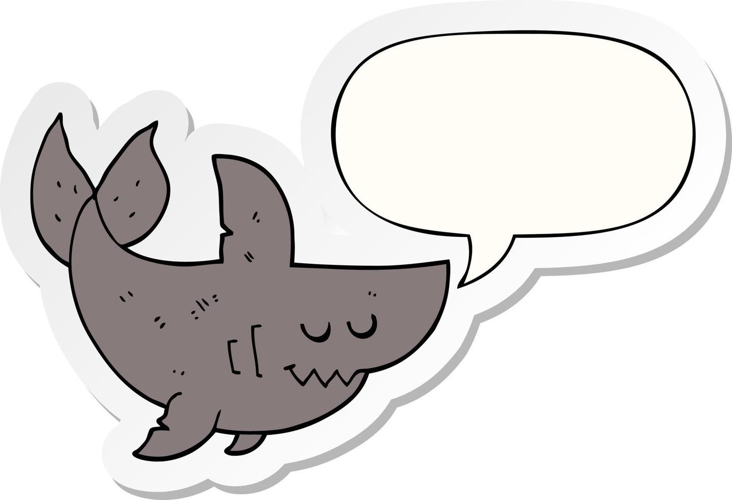 cartoon shark and speech bubble sticker vector