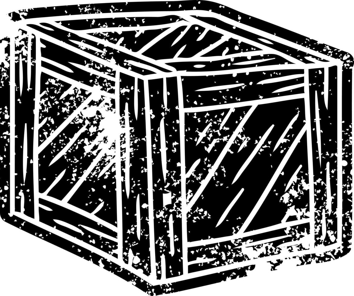 icono grunge dibujo de una caja de madera vector