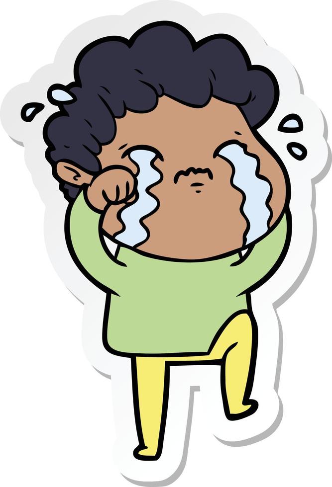 sticker of a cartoon man crying vector