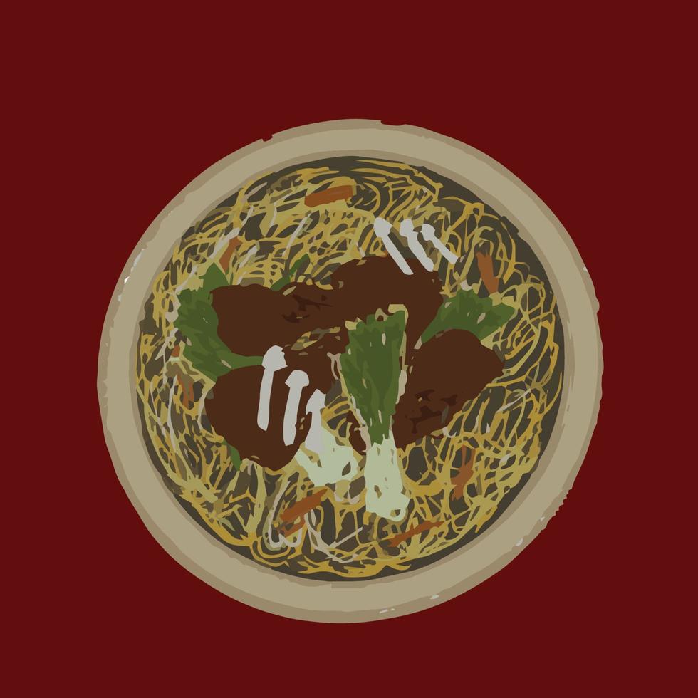 Ramen with Beef vector