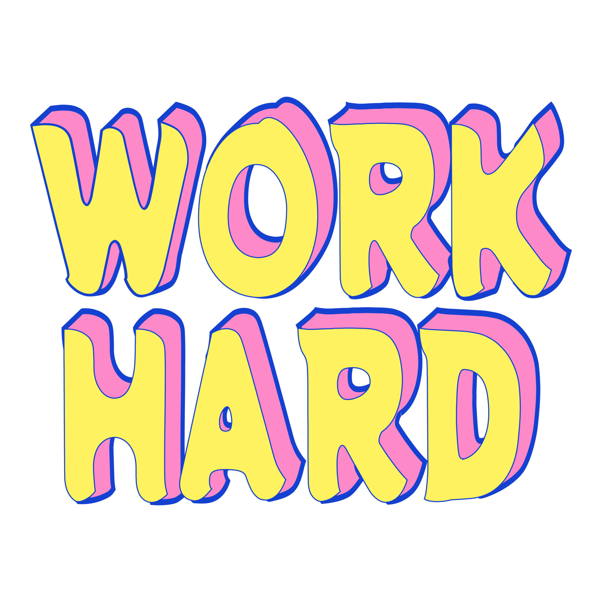 Vector illustration of hard work text, perfect for stickers, digital