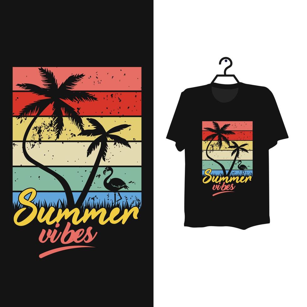 diseño de camisetas de vibraciones de verano. vector