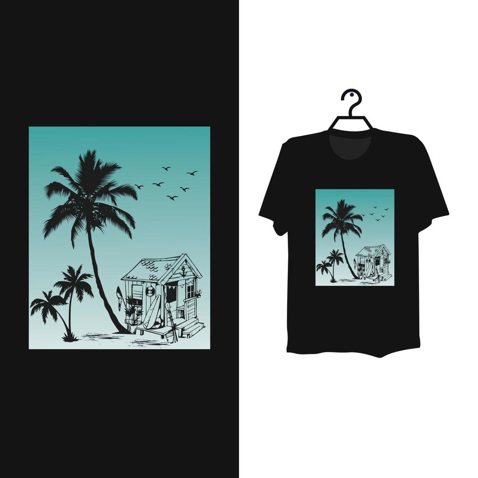 Creative beach t shirt design. vector