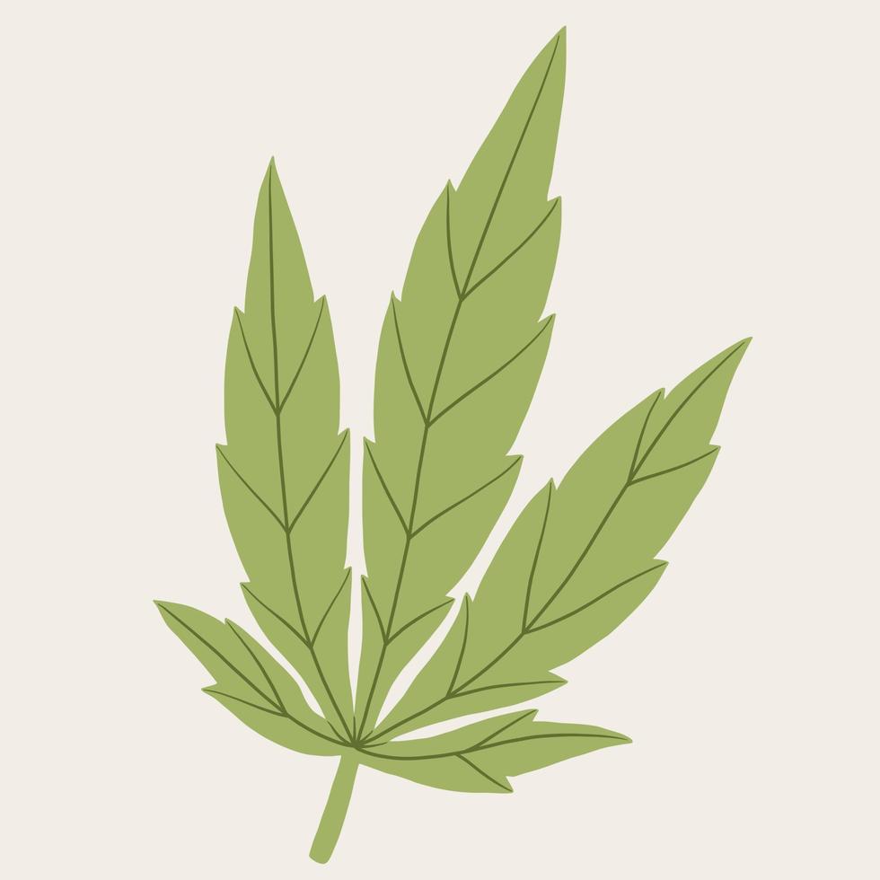 dibujo a mano alzada de hoja de cannabis simple. vector