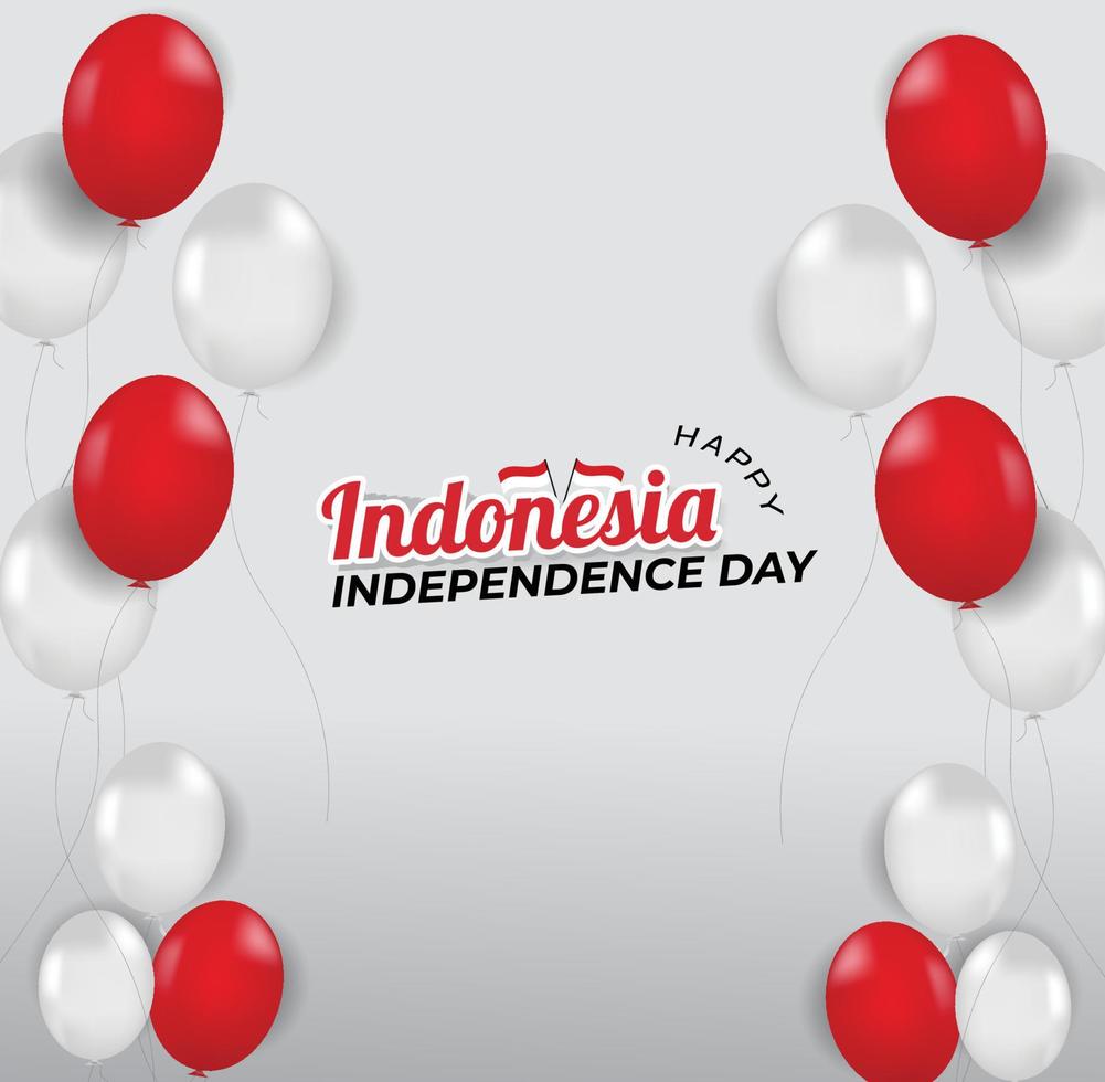 Celebrate Banner Indonesia Independence day with balloon red and white vector