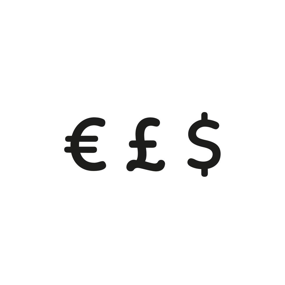Signs, icons of three main currencies. Dollar, euro and pounds, vector illustration.