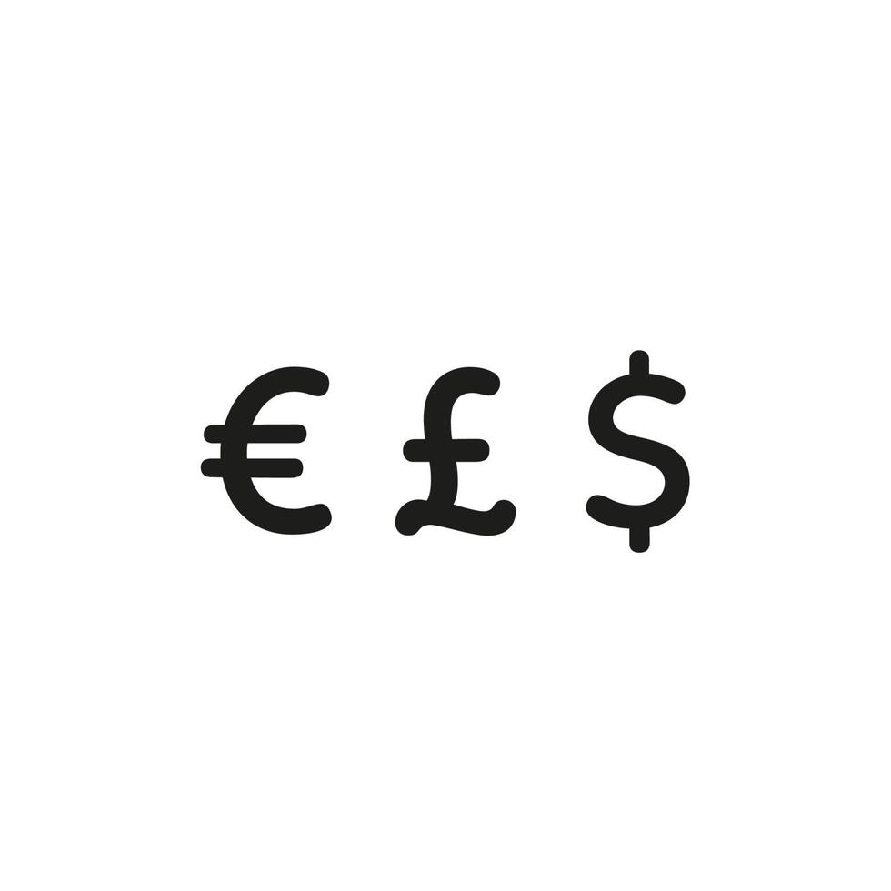 Signs, icons of three main currencies. Dollar, euro and pounds, vector illustration.