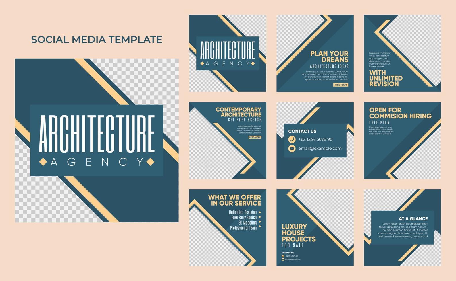 social media template banner house architecture service promotion vector