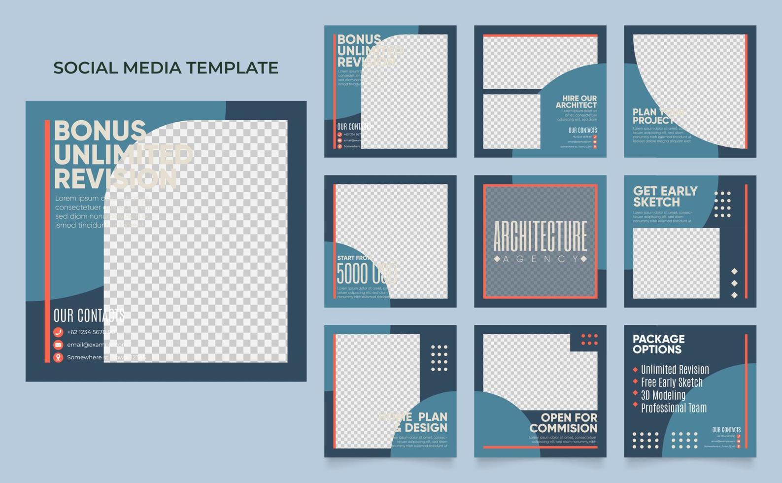 social media template banner house architecture service promotion vector