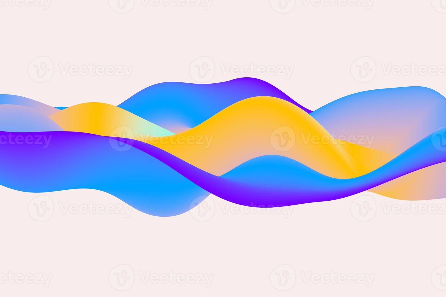 Abstract dynamic twisted wave background. Trendy neon gradient wavy surface 3d illustration photo