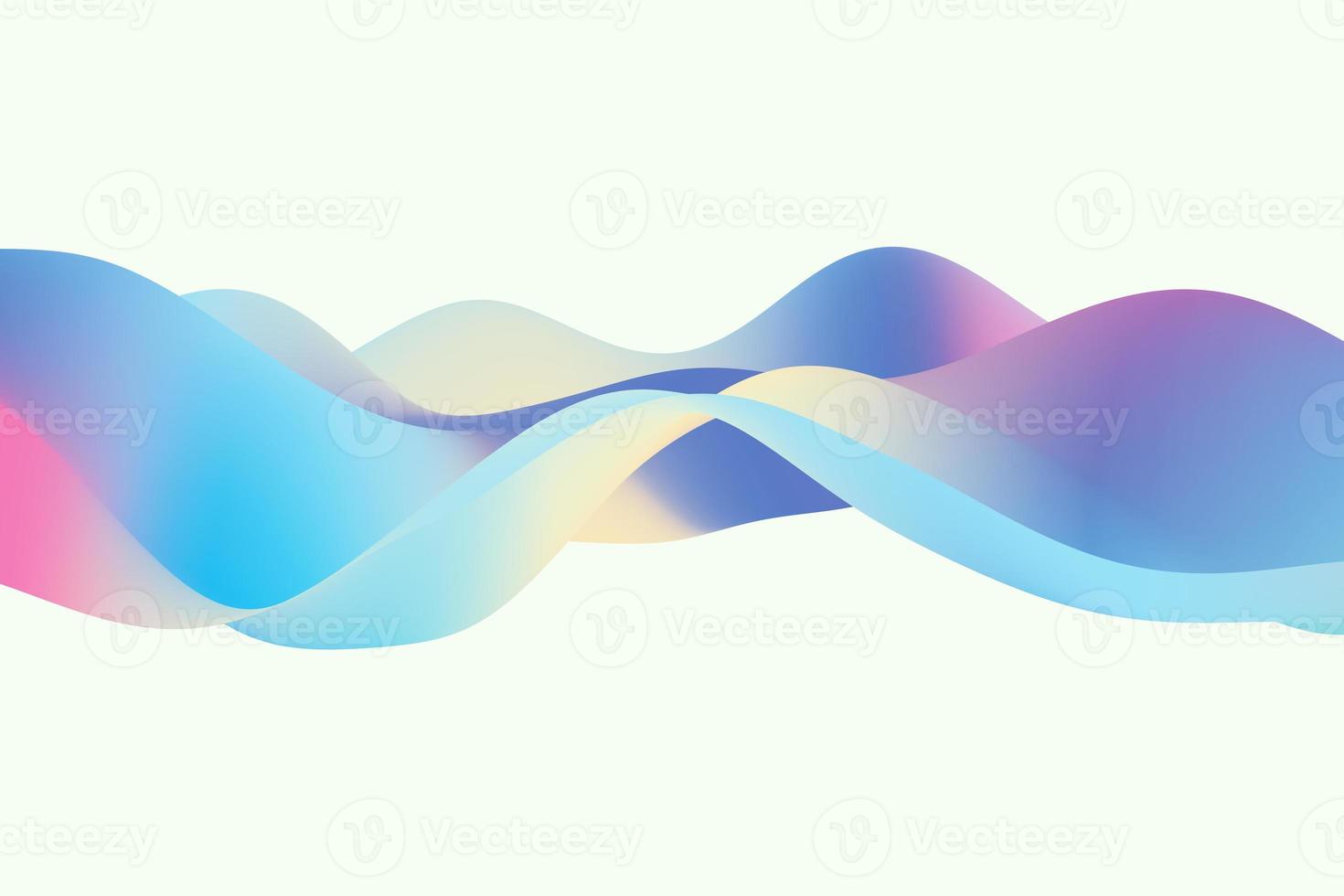 Elegant flow of holographic liquid gradient wave background. Abstract 3d rendering photo