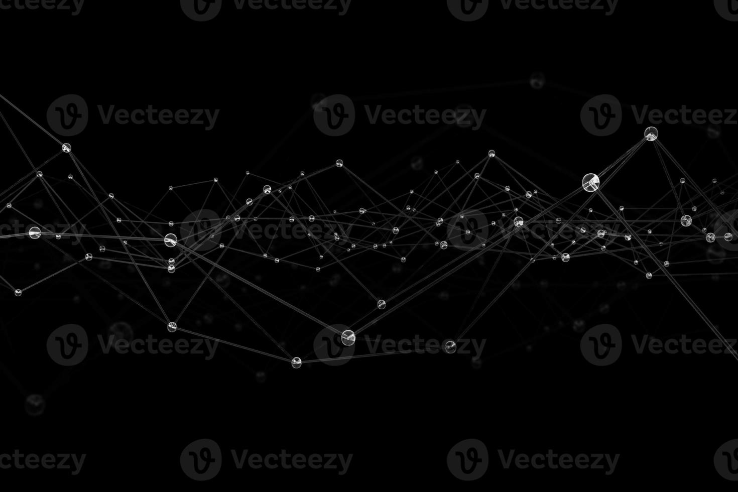 Strange transparent fluidly connected dots and lines 3d illustration. Abstract sci-fi polygonal plexus shape background for the landing, poster, ad banner, presentation in science or medical direction photo