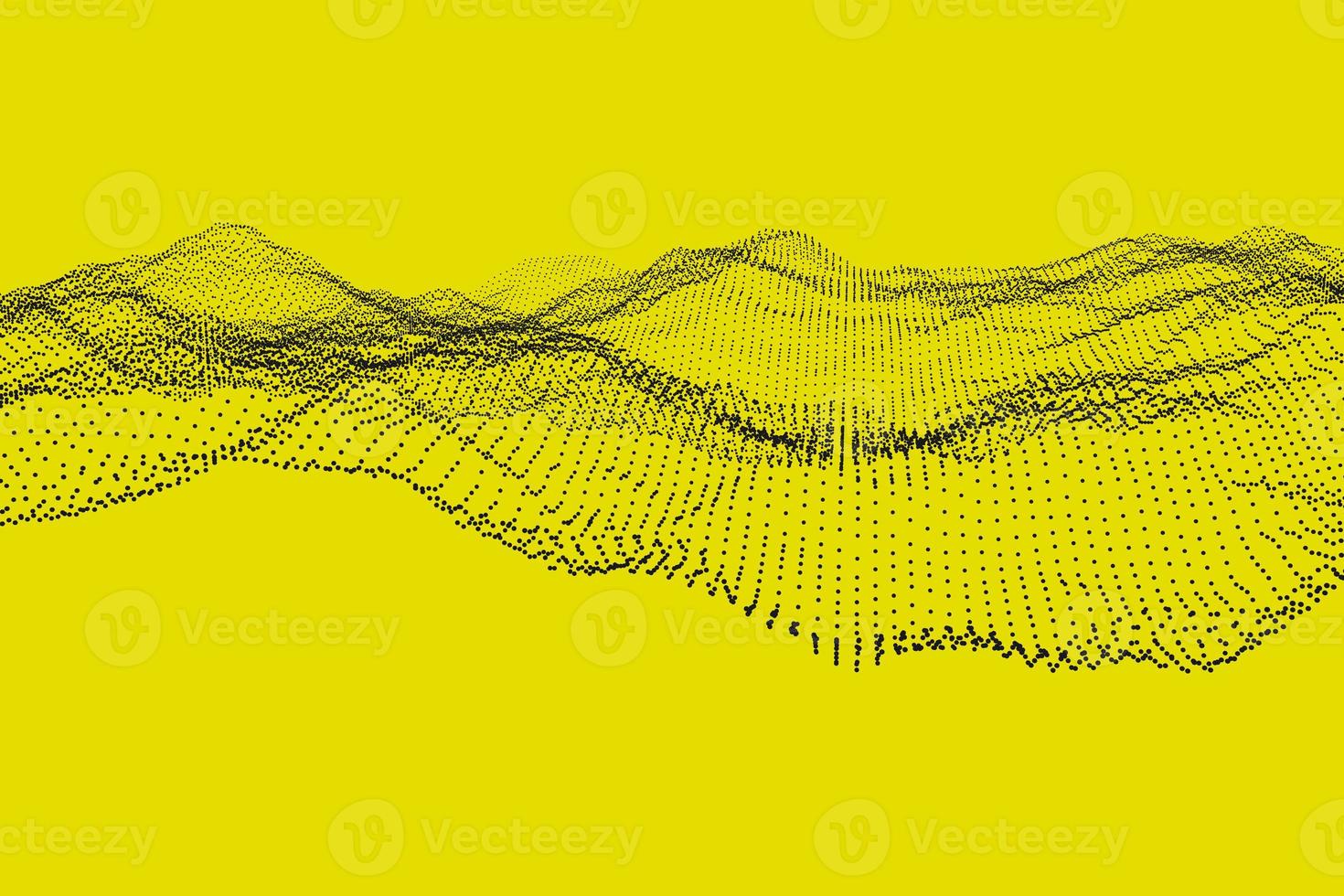 Big data technology 3d illustration. Dynamic mesh particles move randomly background design concept photo