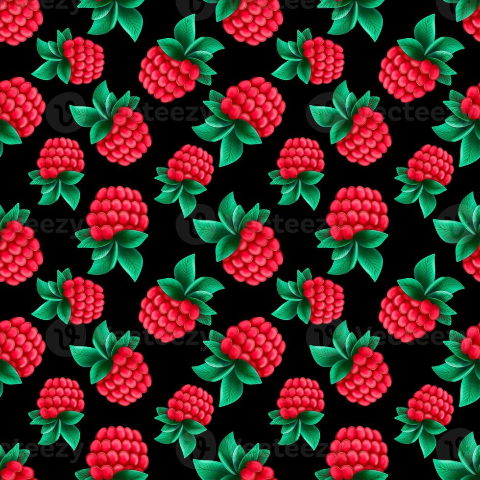 Seamless pattern with raspberry photo