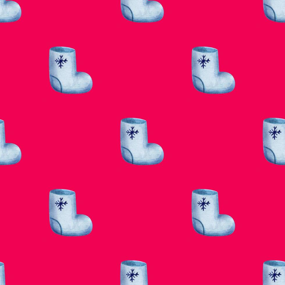 Christmas seamless pattern with felt boots photo