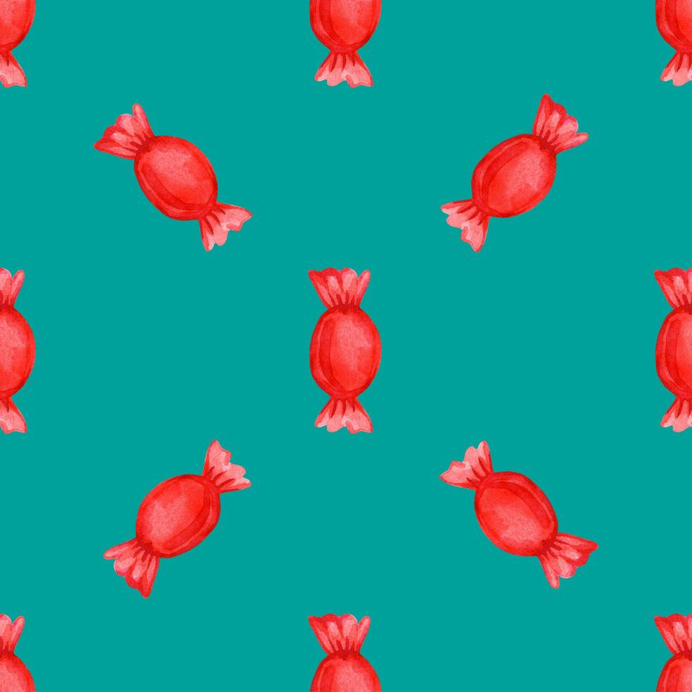 Festive seamless pattern with candy in a red wrapper photo