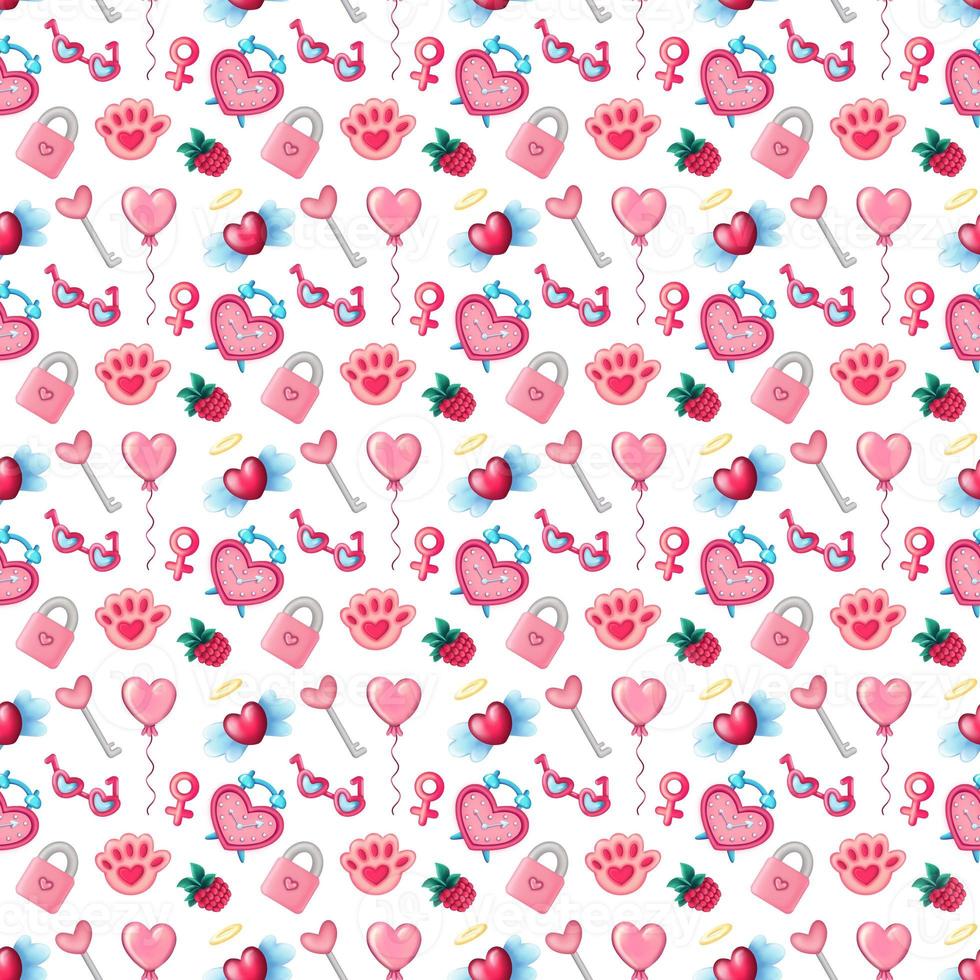 Pink seamless pattern for St Valentine Day photo