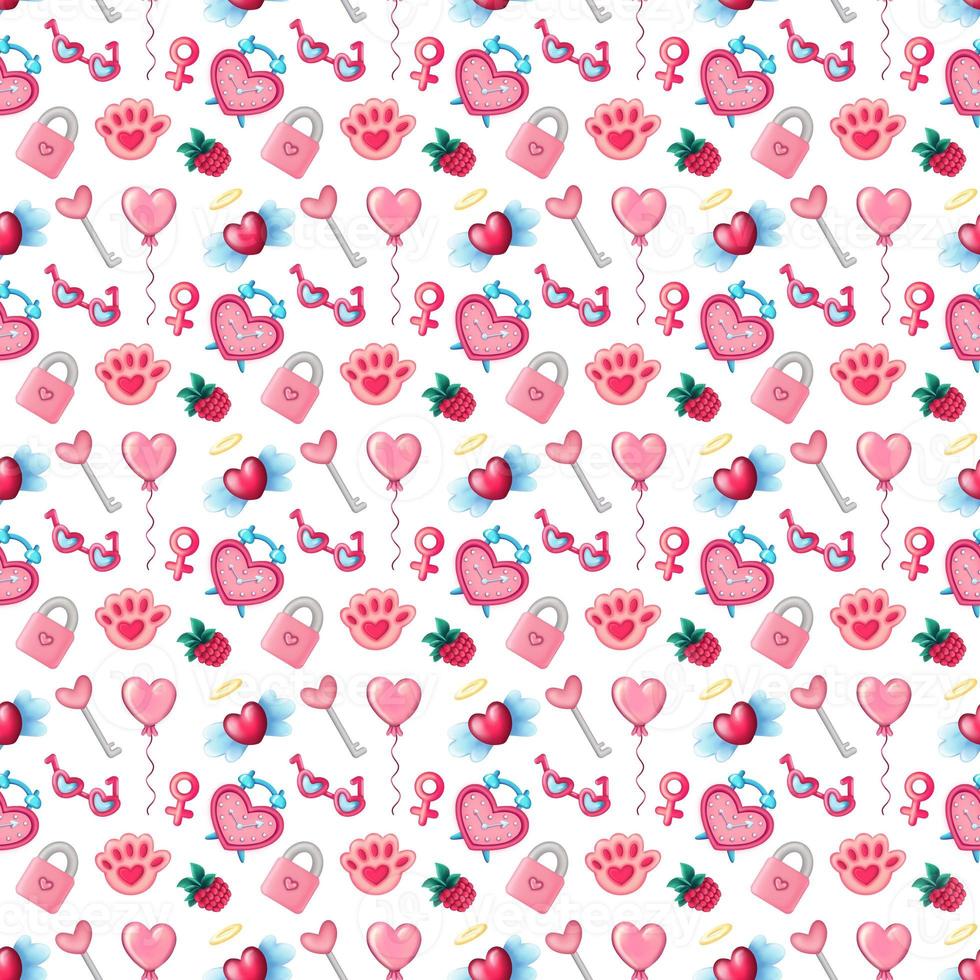 Pink seamless pattern for St Valentine Day photo