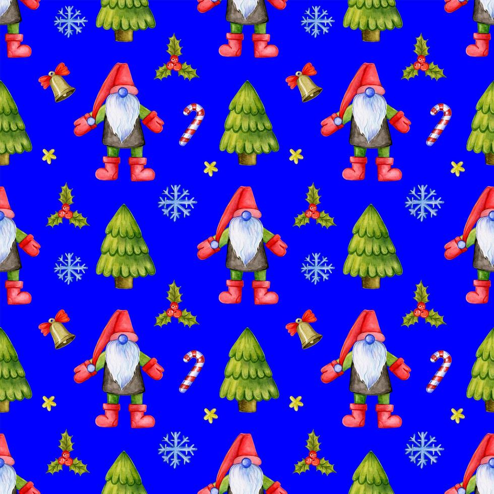 Festive Christmas pattern with gnomes. photo