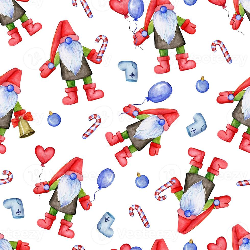 Festive Christmas pattern with gnomes photo