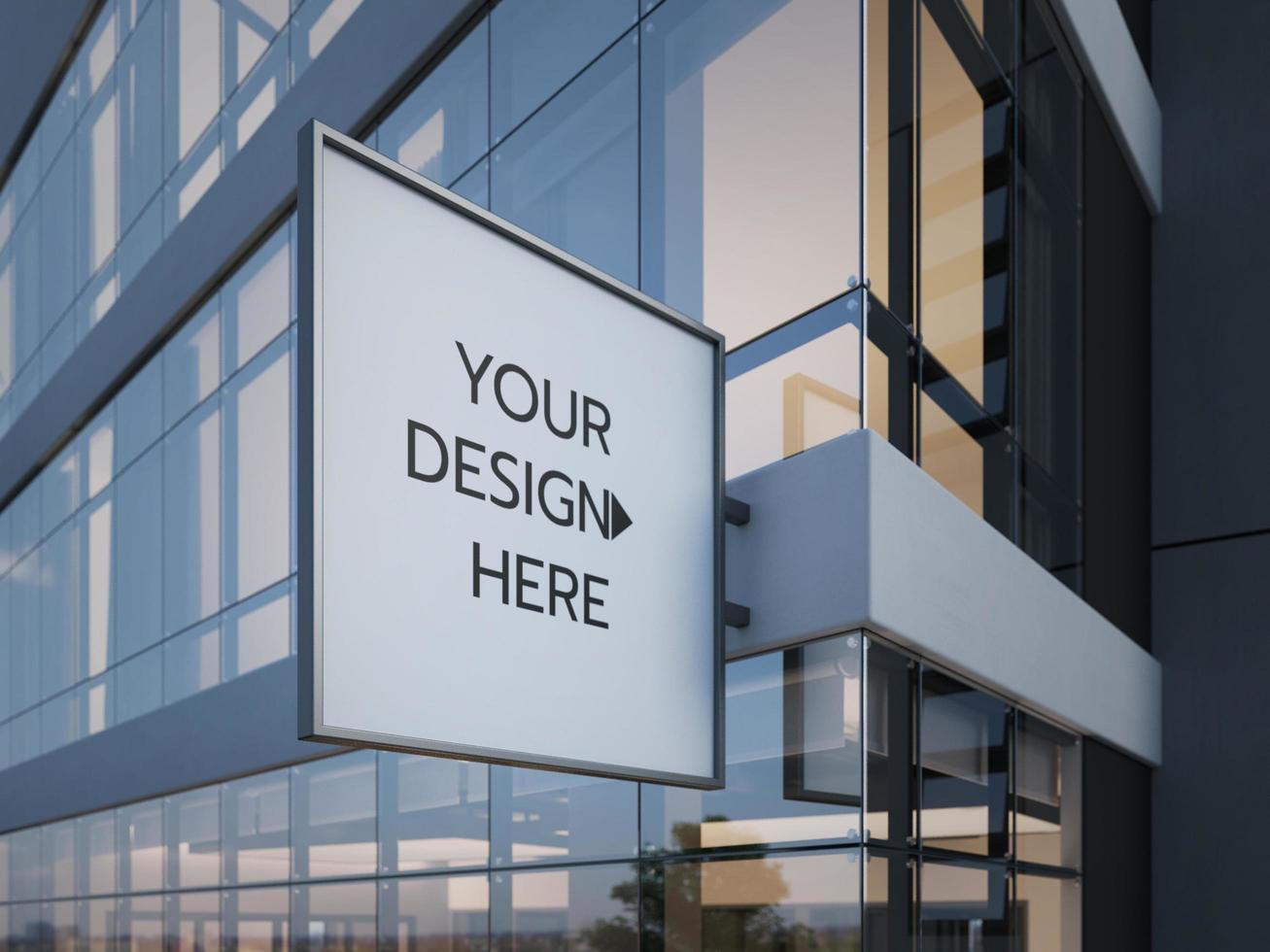 Mockup brand sign outside a building.3d rendering photo