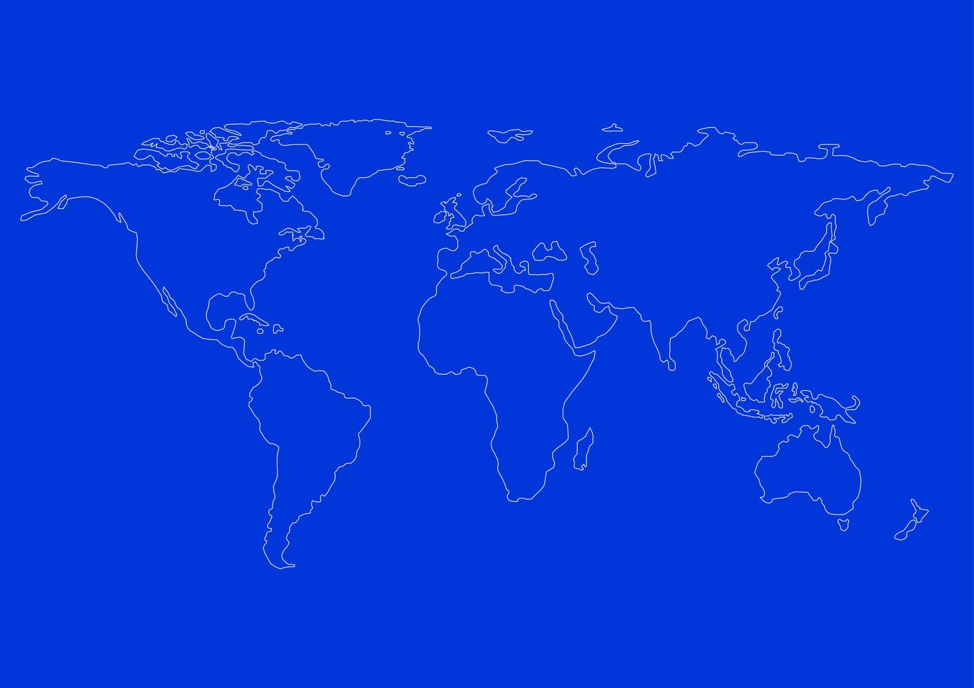 Map World Seperate Countries Blue with White Outline photo