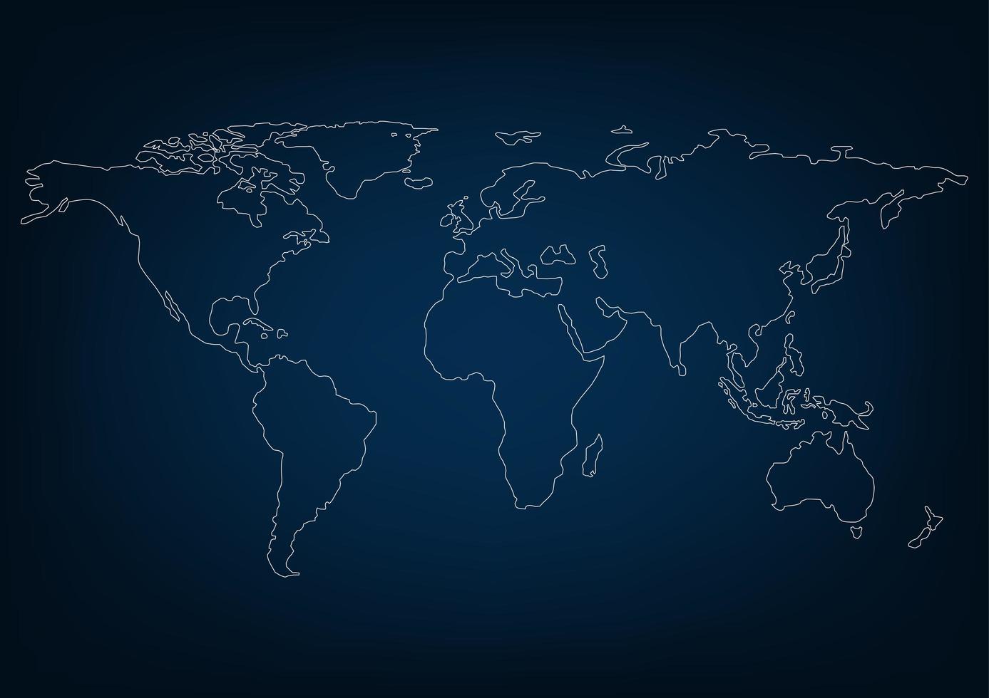 Map World Seperate Countries Blue background with Outline photo