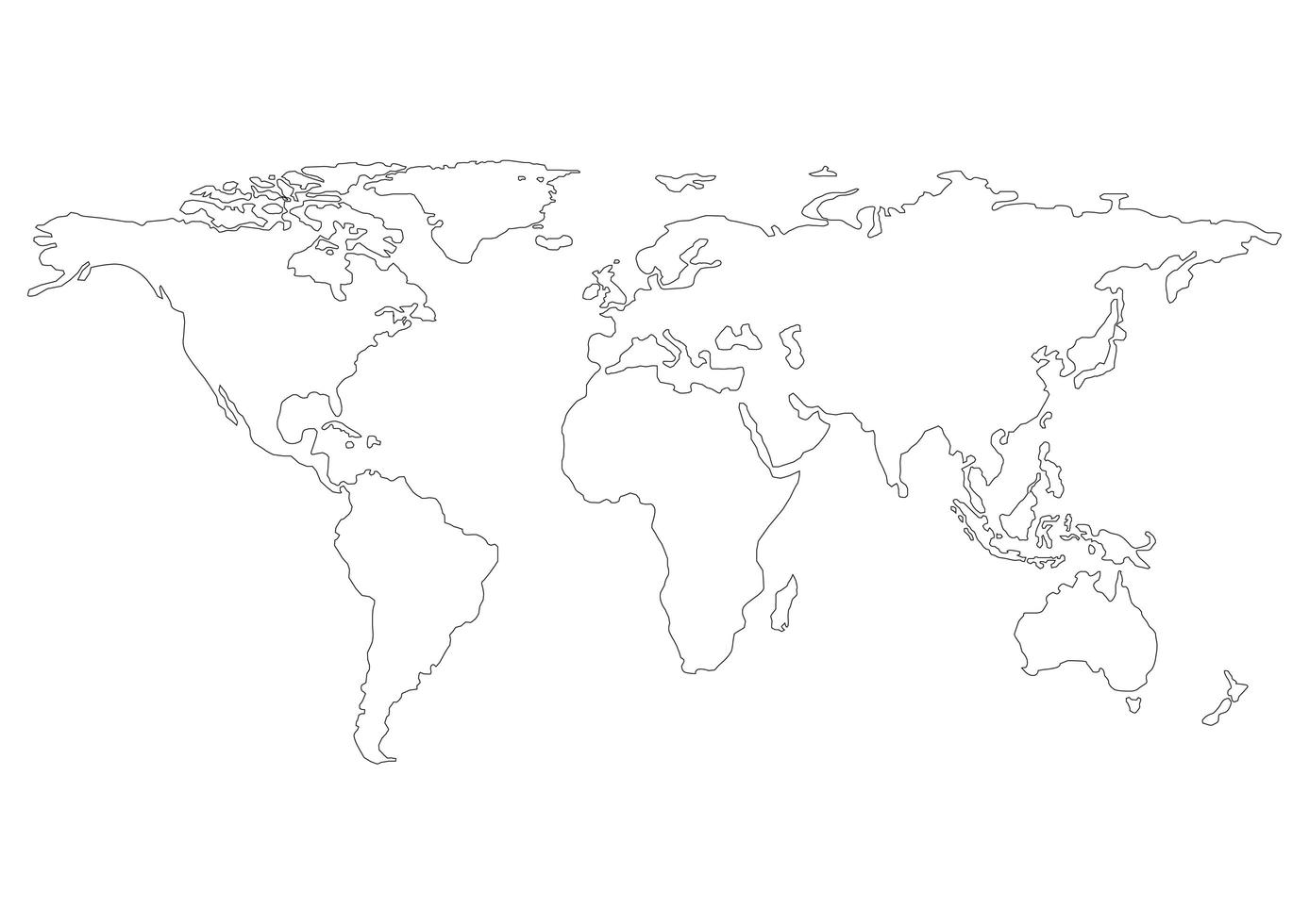 Map World Seperate Countries with Outline photo