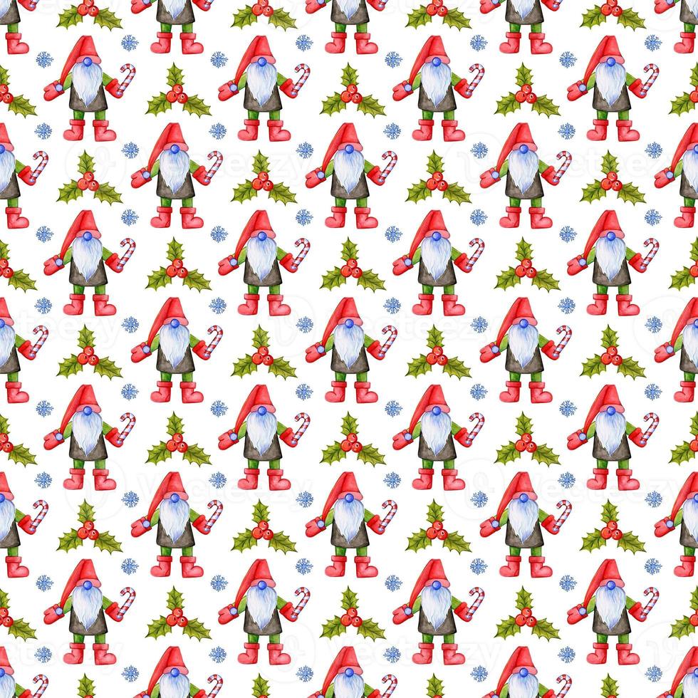 Festive Christmas pattern with gnomes photo